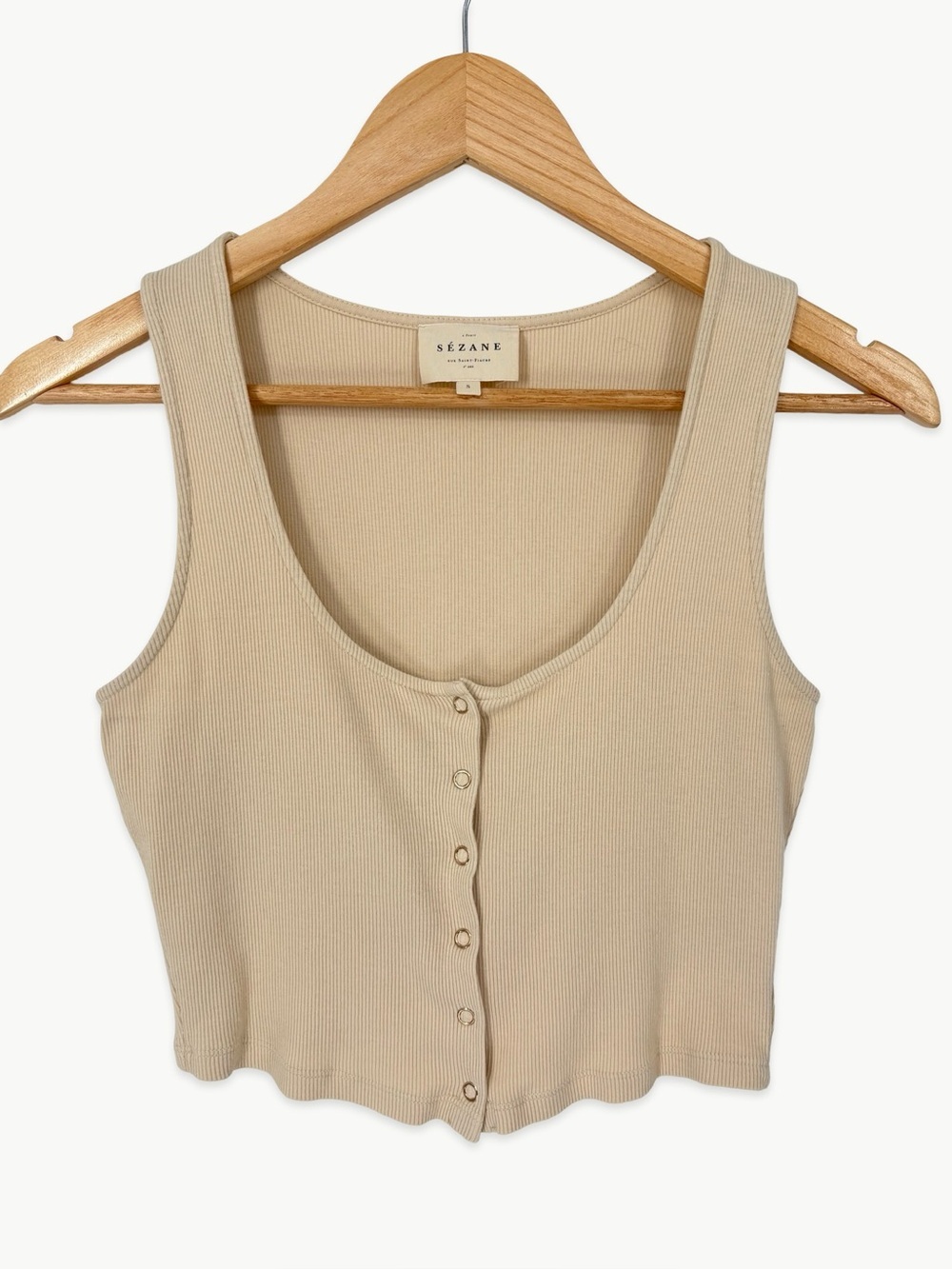 Sézane Lilou Corset Crop Tank Top Size Small Ecru Organic Cotton Taylor Swift